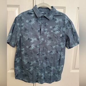 Hurley Blue Casual Button Down Shirt with Digital Camouflage
